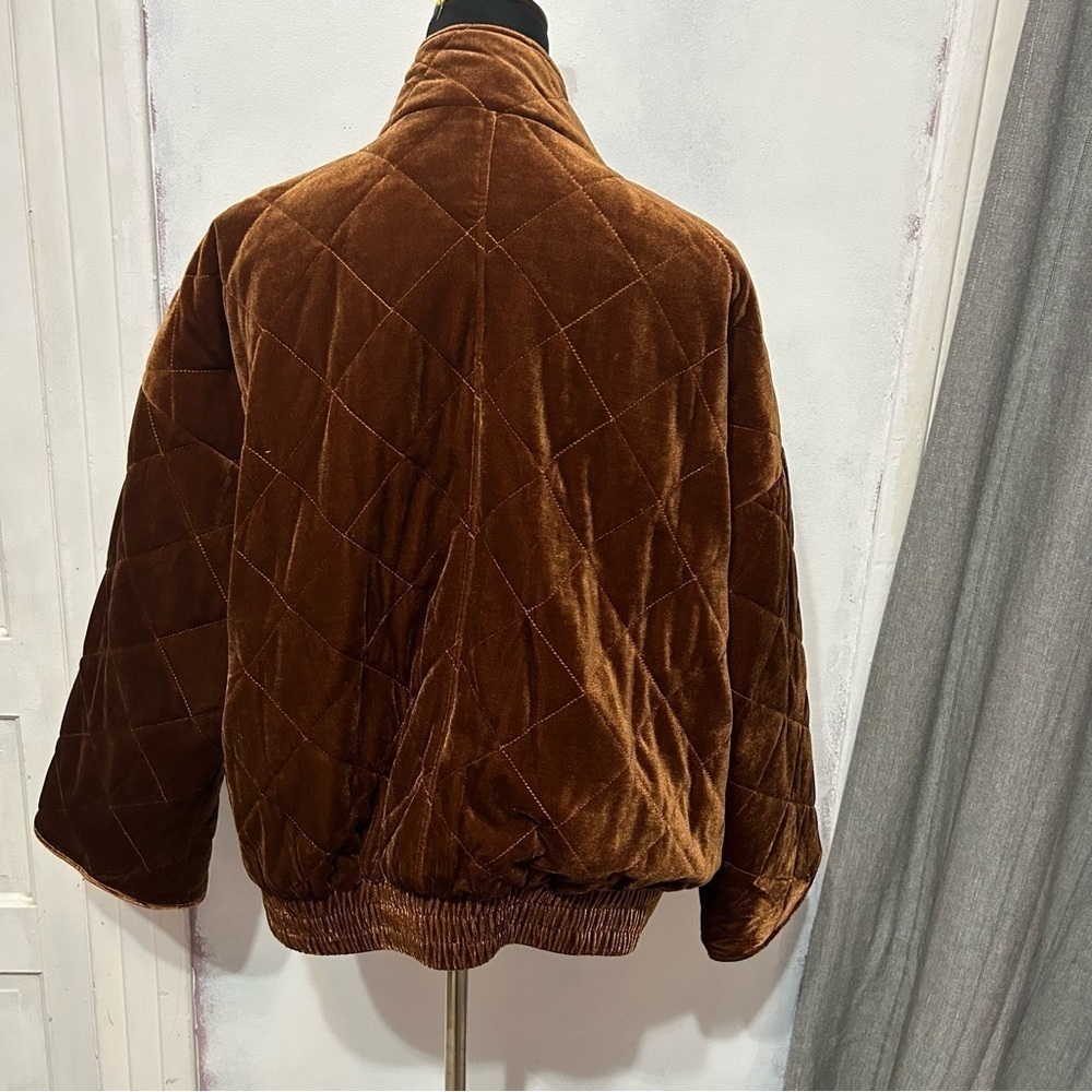 Avec Les Filles Anthropologie Women Jacket Sz XL Velvet Quilted Elastic Waist - Picture 5 of 8